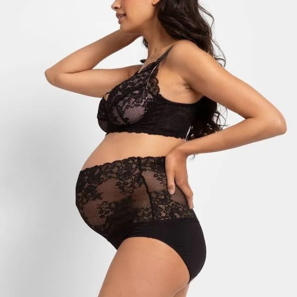 Seraphine Black Lace Maternity Bra and underwear